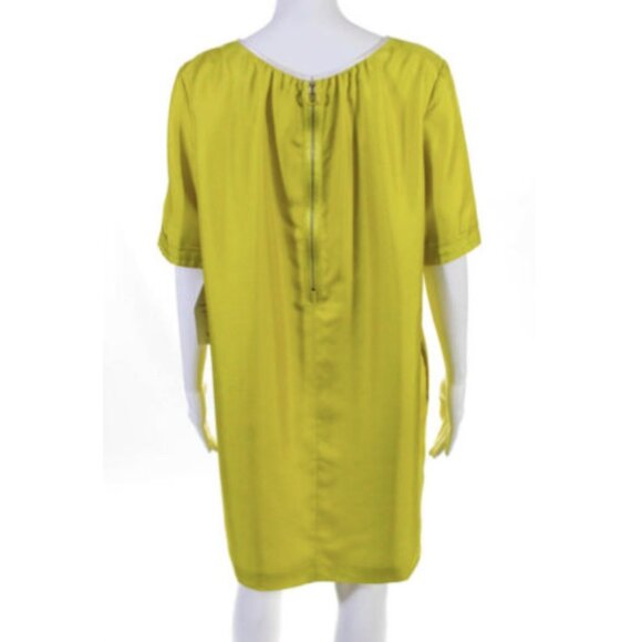 Coach Popy Lemon Yellow Silk Short Sleeve Playful Print Mini Dress Retro Vibes - Picture 3 of 11